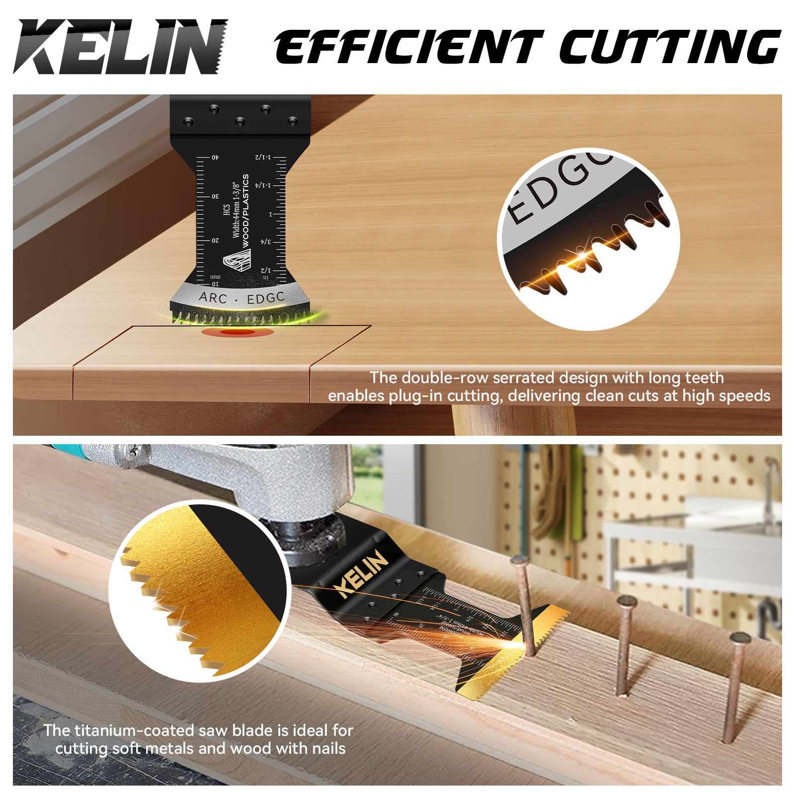 KELIN high-carbon steel fine-tooth blades for precise flush cuts