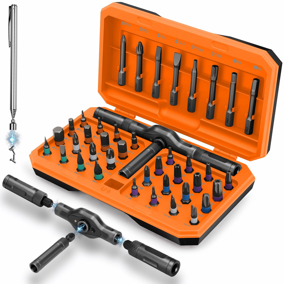 KELIN magnetic ratchet screwdriver 43-in-1 case shows portable toolkit for on the go repairs