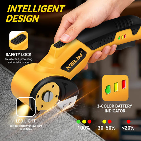 KELIN safety lock and LED light ensure safer, clearer cuts