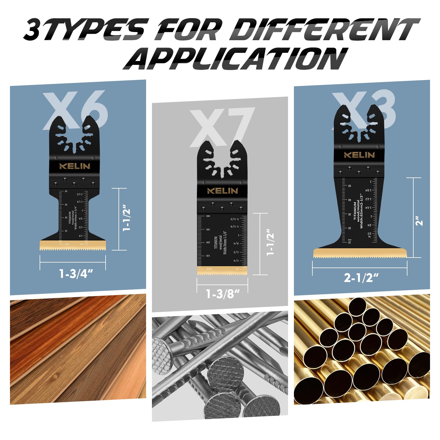 KELIN universal adapters illustrating broad compatibility with oscillating tools