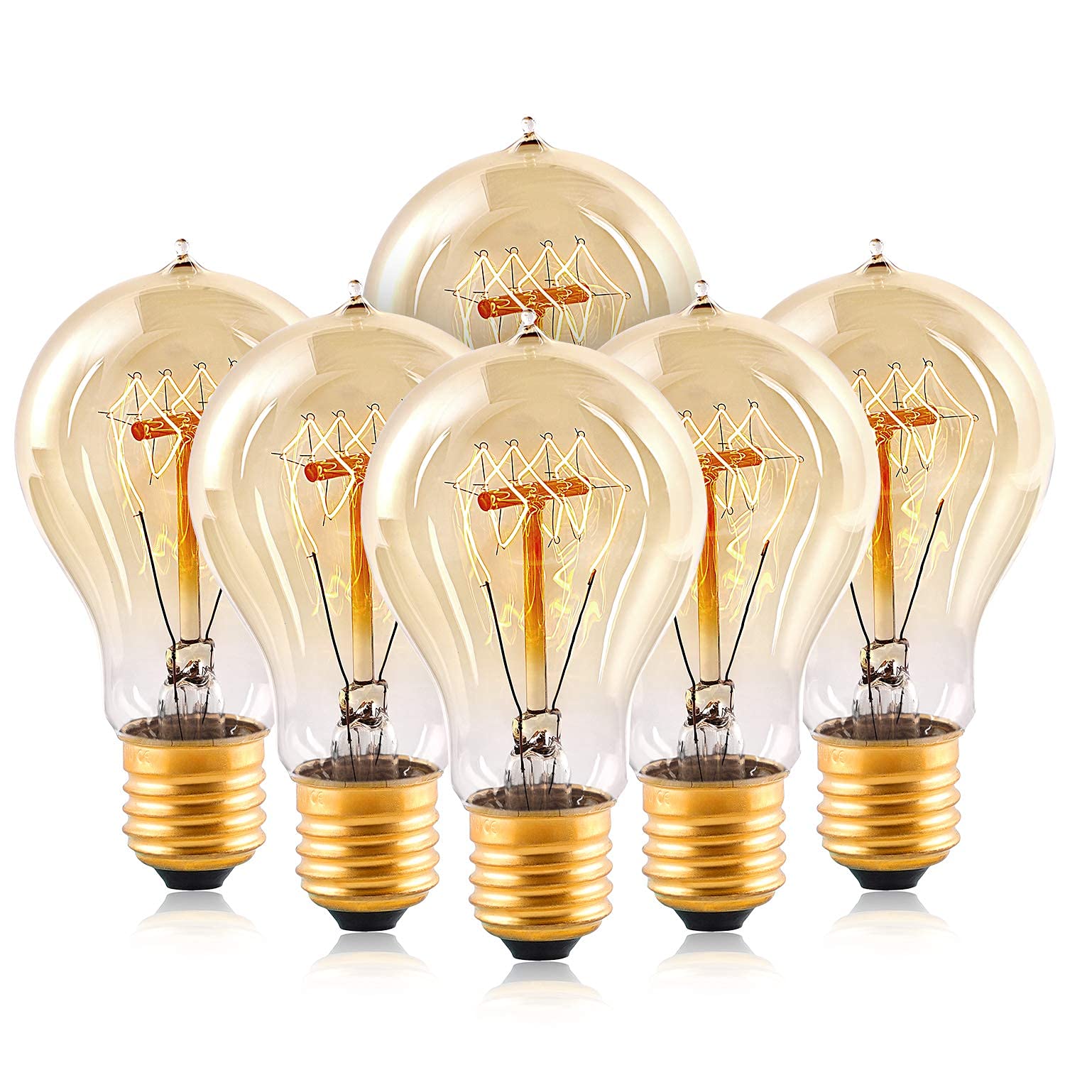 Kellarosses Edison 40W amber warm glow bulbs create inviting vintage ambiance.