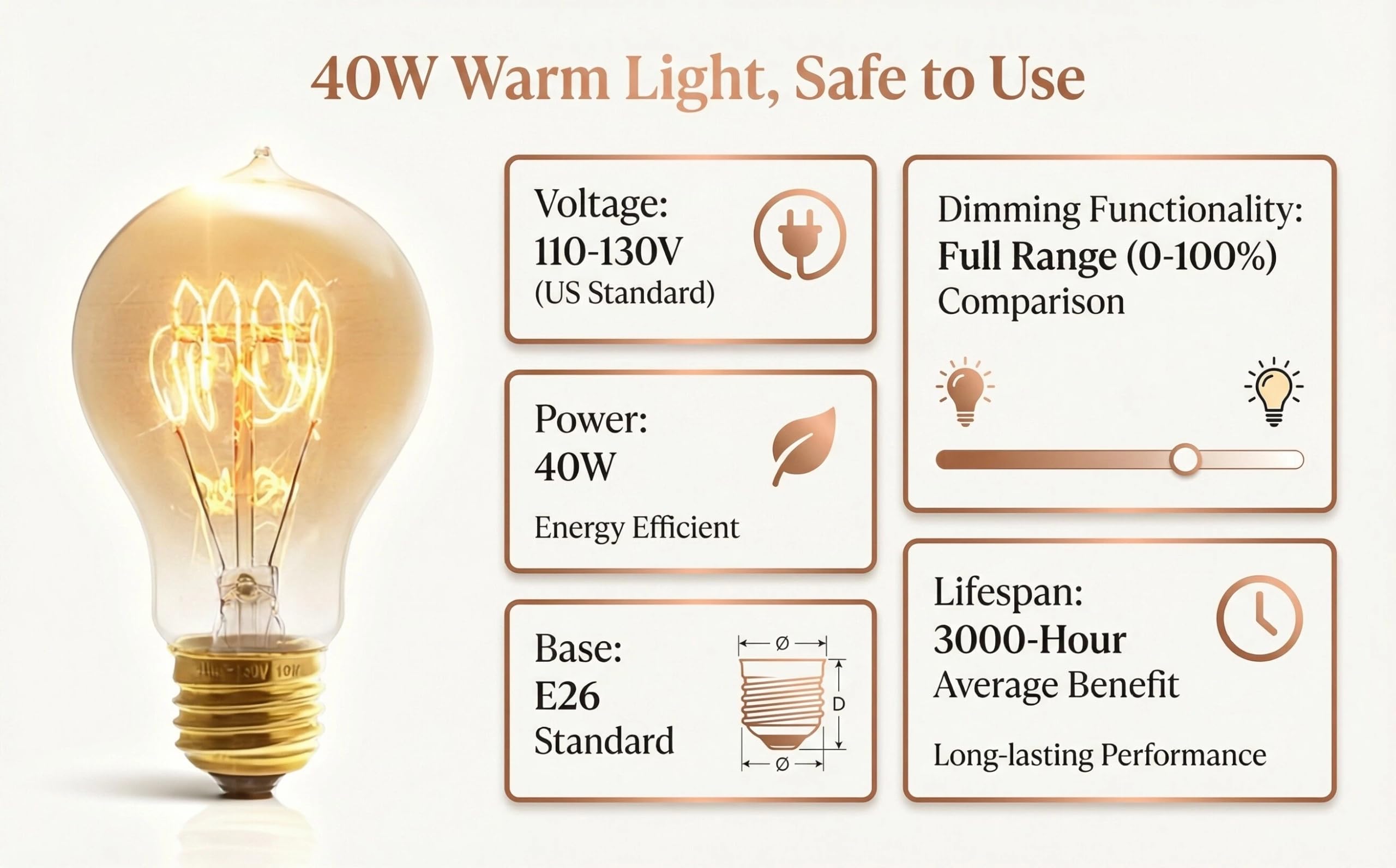 Kellarosses Edison 40W dimmable E26 base bulbs for flexible lighting moods.