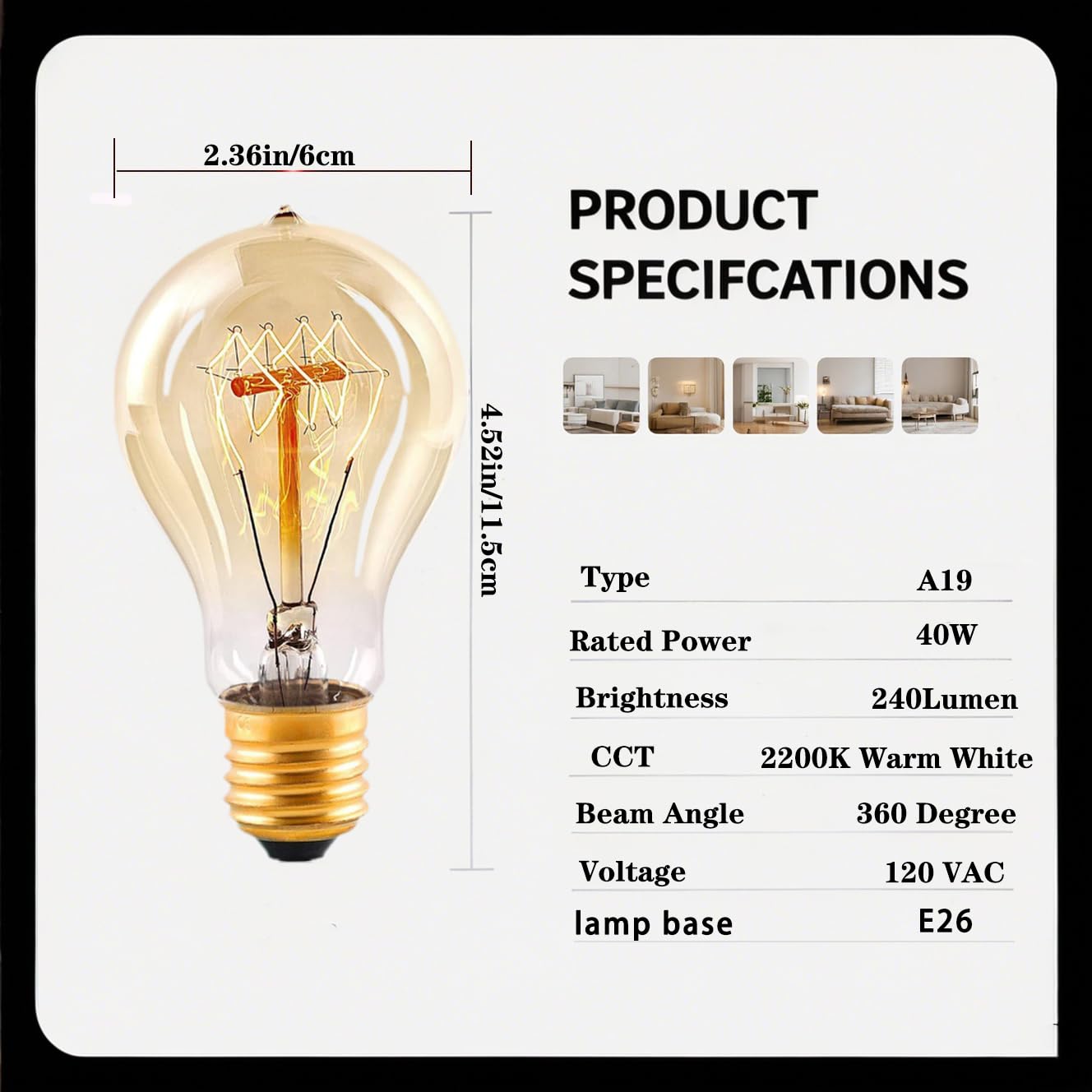 Kellarosses Edison 40W ideal for pendant fixtures in dining or entryways.