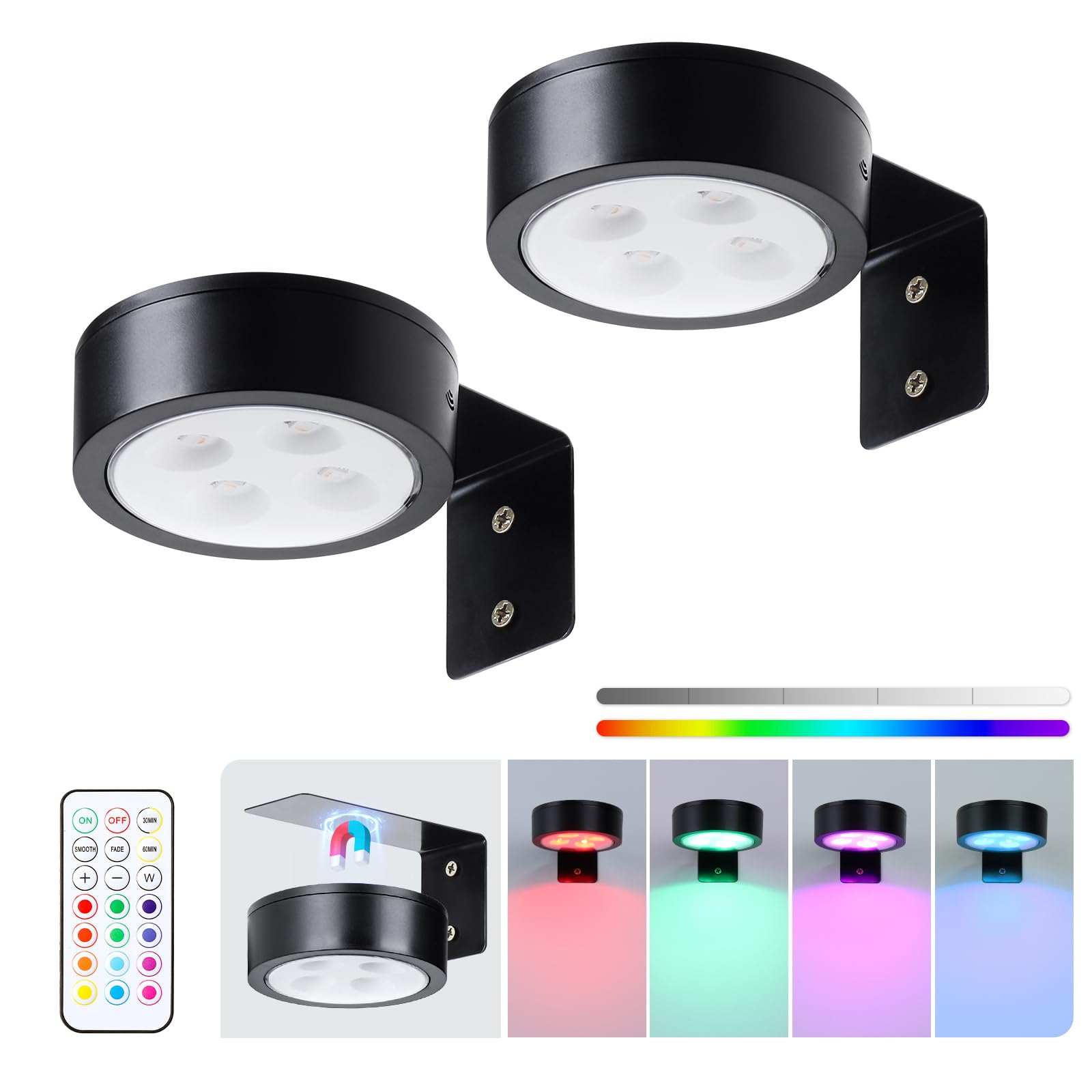KELUOLY 2-pack battery LED art lights for picture frames with portable power