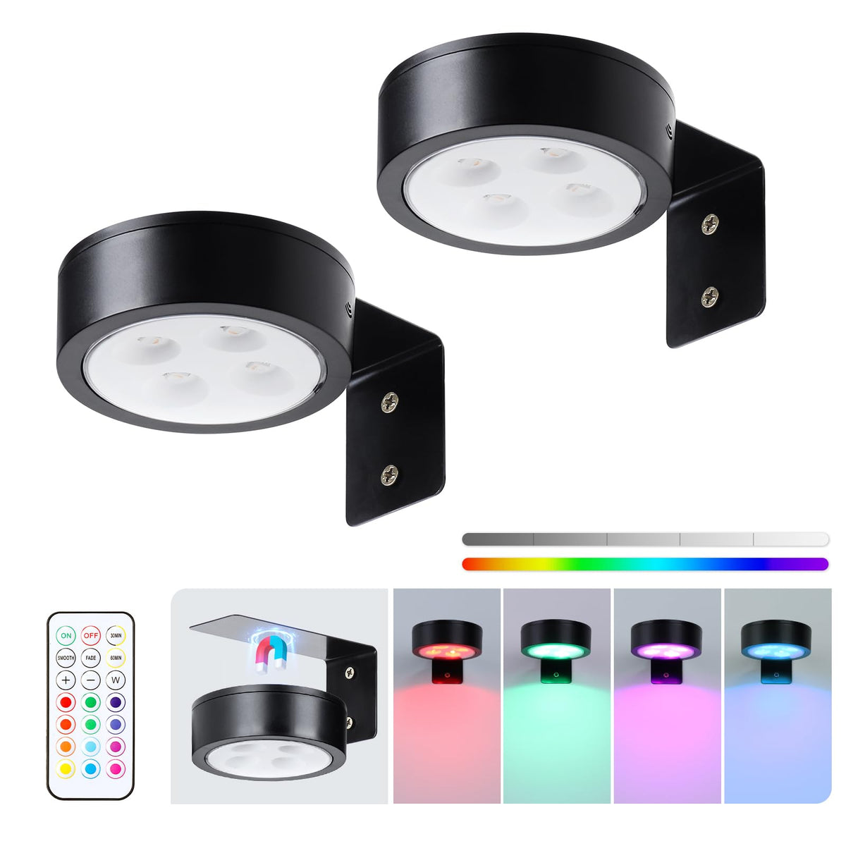 KELUOLY 2-pack battery LED art lights for picture frames with portable power