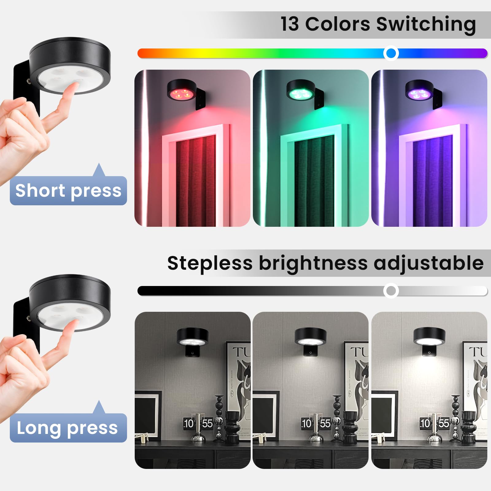 KELUOLY magnetic attachment wall light easy placement and repositioning