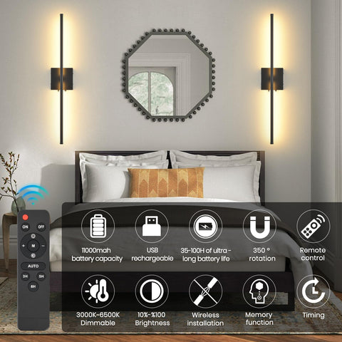 KELUOLY wireless wall sconce with remote control for easy brightness adjustments
