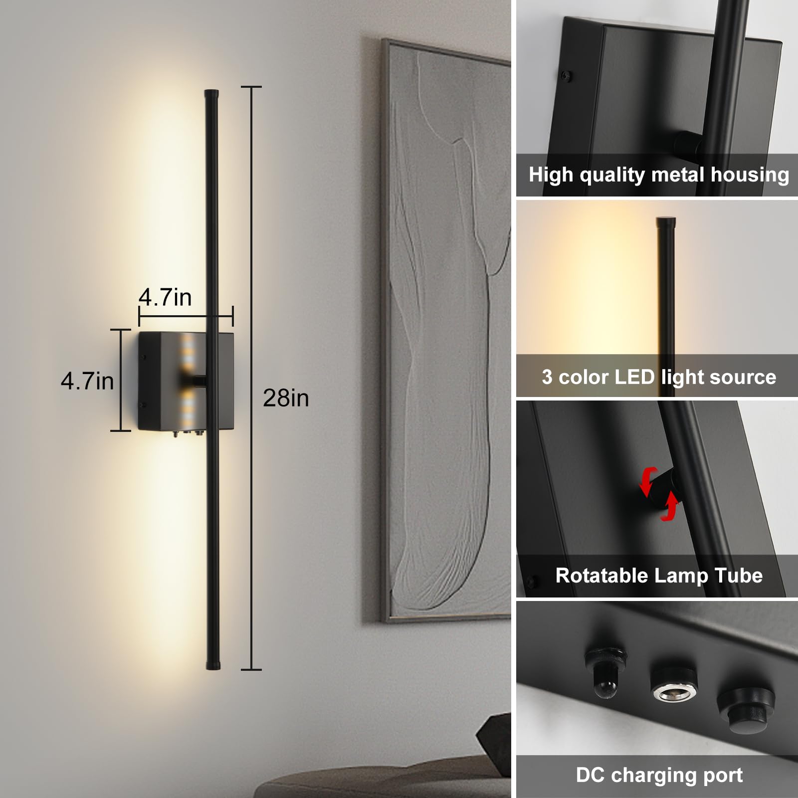 KELUOLY bedside wall lamp provides convenient reading light