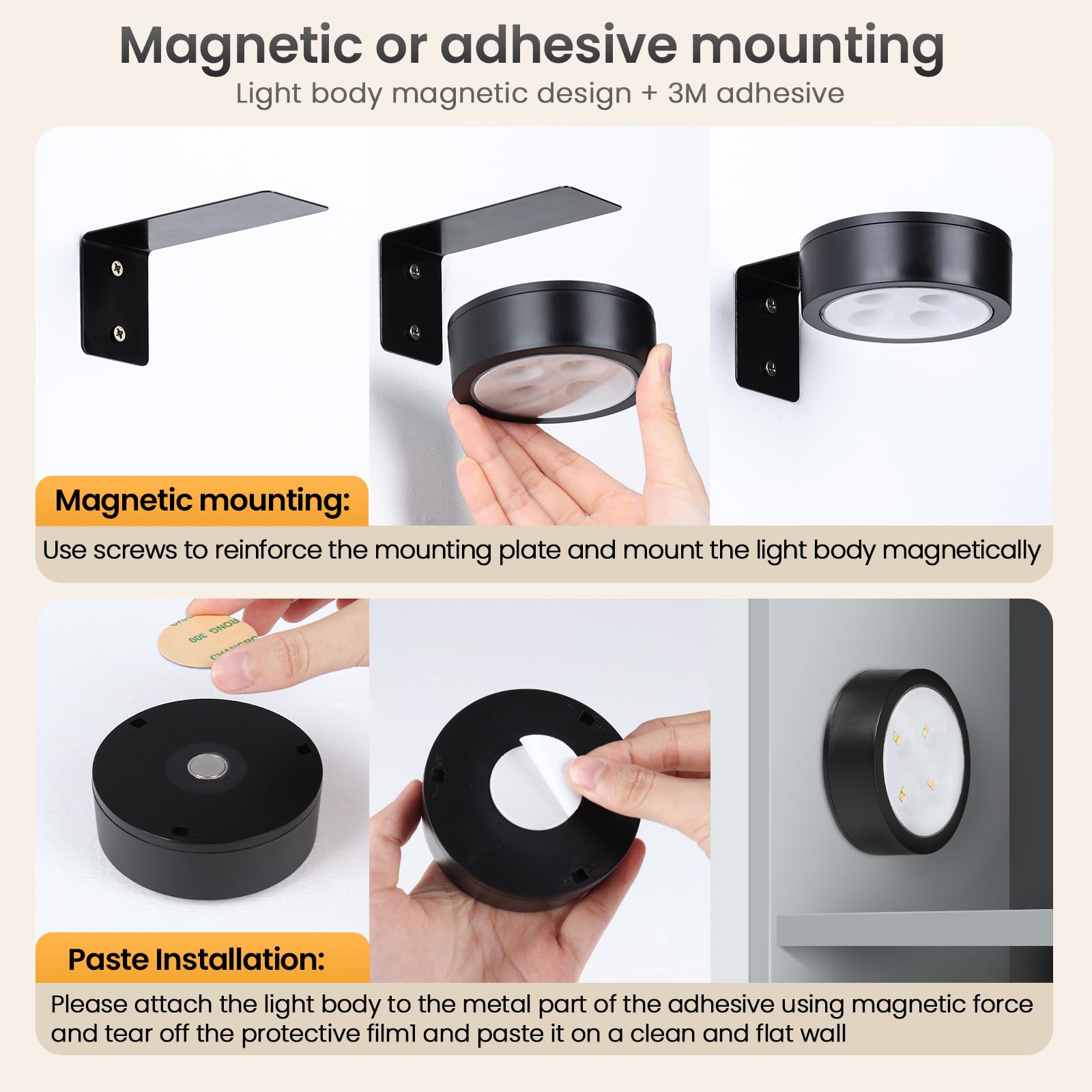 KELUOLY magnetic attachment secures the light to picture frames.