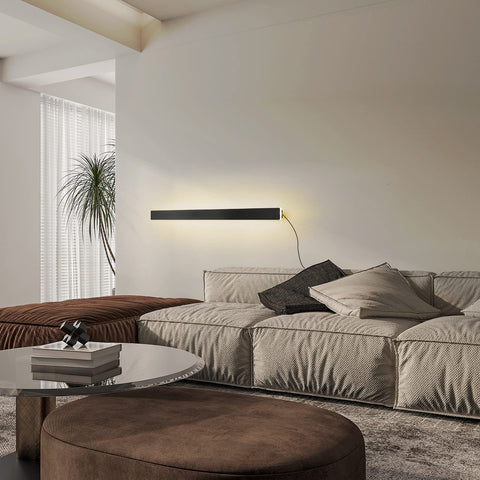 KELUOLY long wall light side view with matte black finish