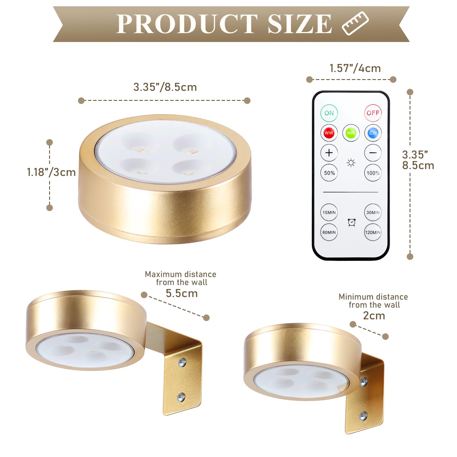 KELUOLY remote control operation for brightness and temperature