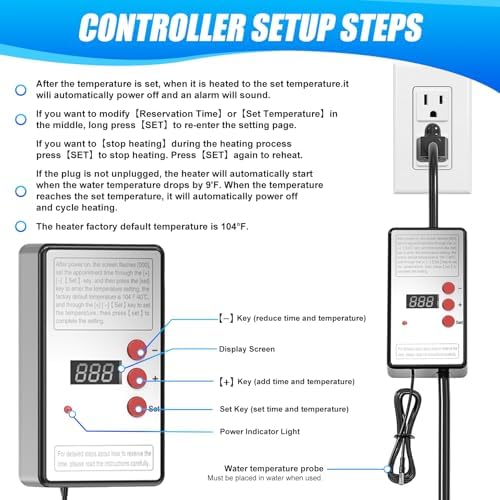 kemcar immersion heater timer function lets you set heating duration