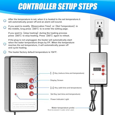kemcar immersion heater timer function lets you set heating duration