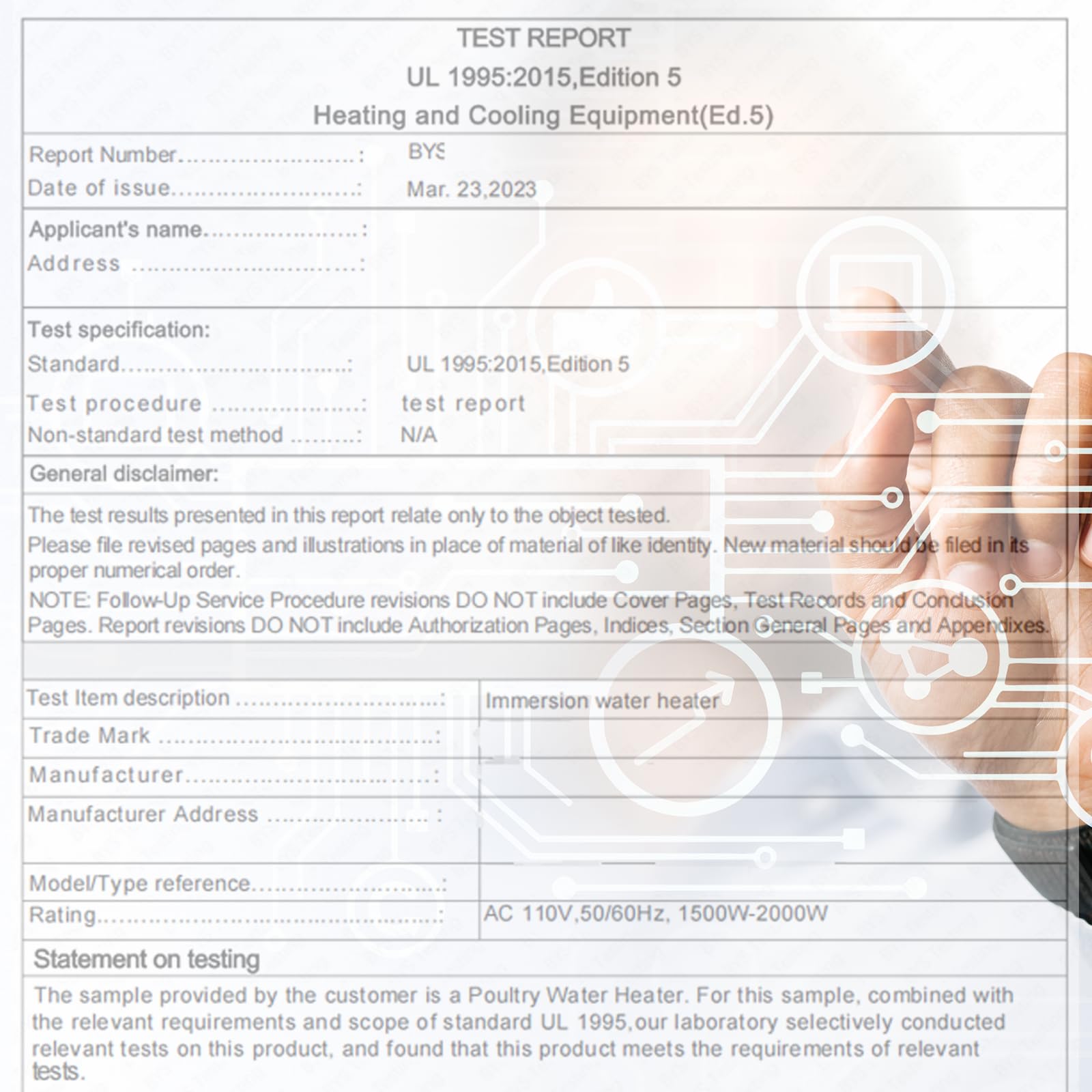 kemcar UL-certified immersion heater emphasizes safe, compliant use