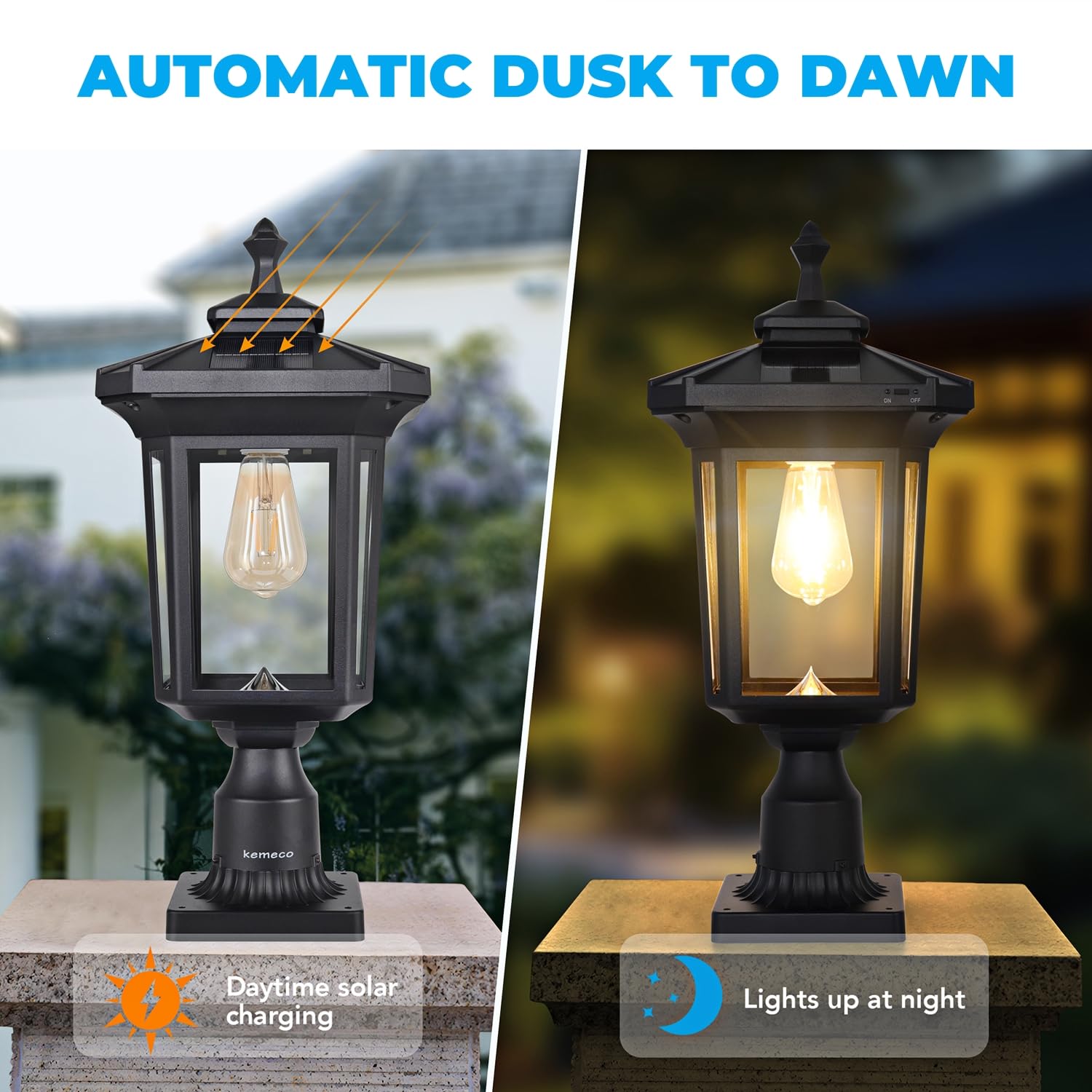 Four solar panels and large-capacity battery enable longer nightly lighting.