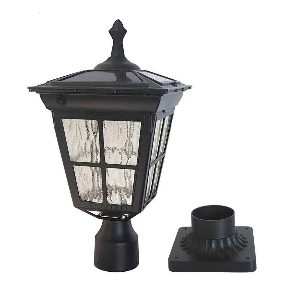 Kemeco ST4311AQ solar post light on a black pole provides warm garden illumination