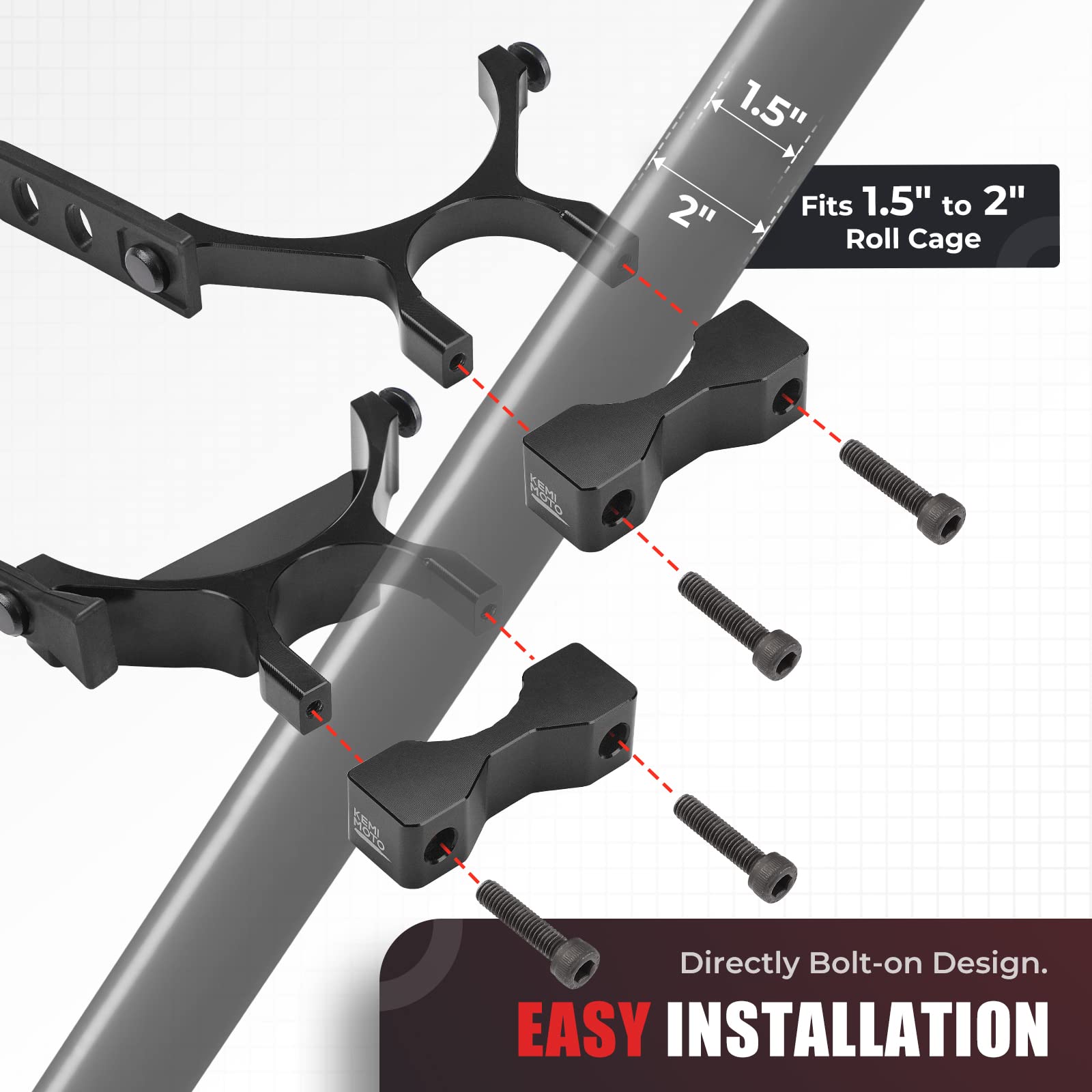 KEMIMOTO bottom-base mount secures extinguisher on rough trails