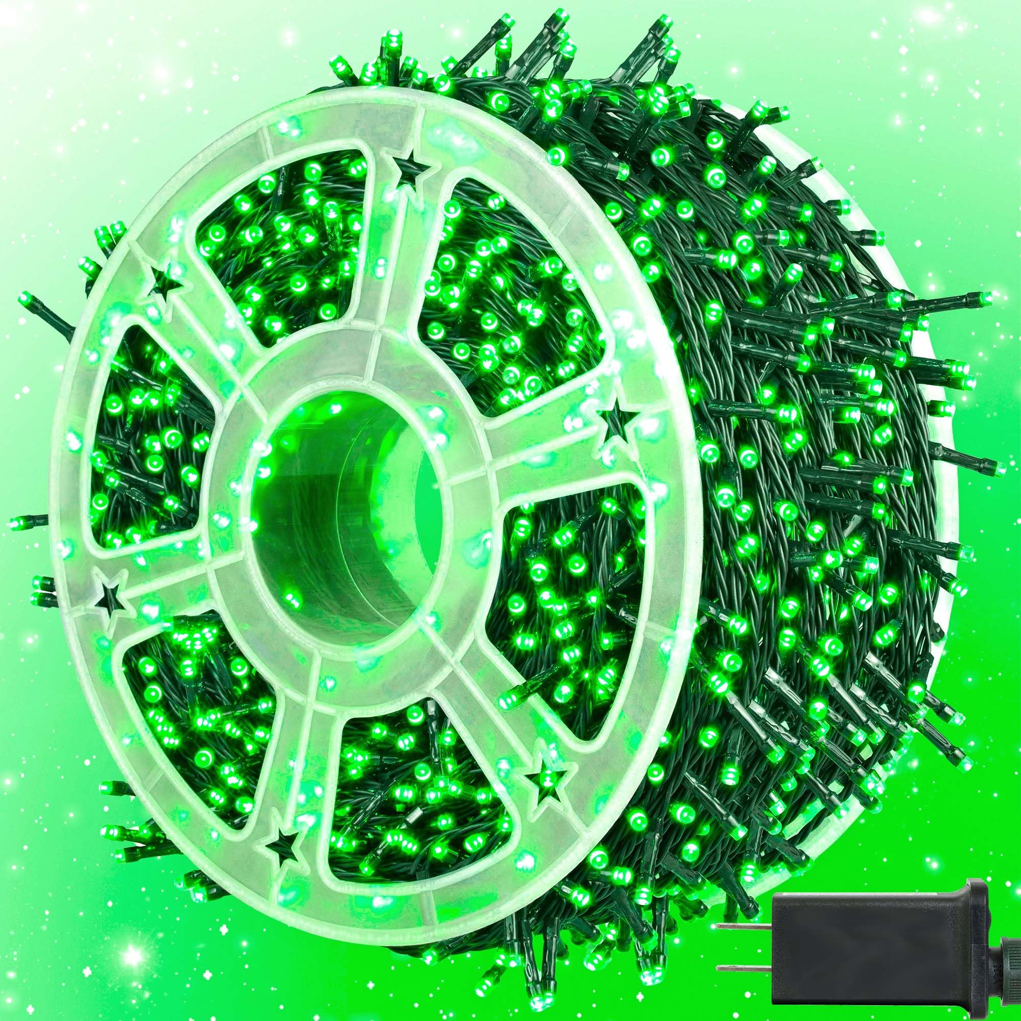 kemooie 500 LED green bulbs lit for outdoor garden decor