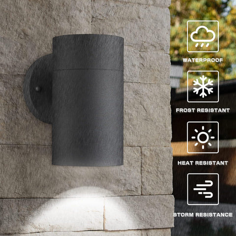 Ken & Ricky sconce side view shows slim cylinder profile for modern facades