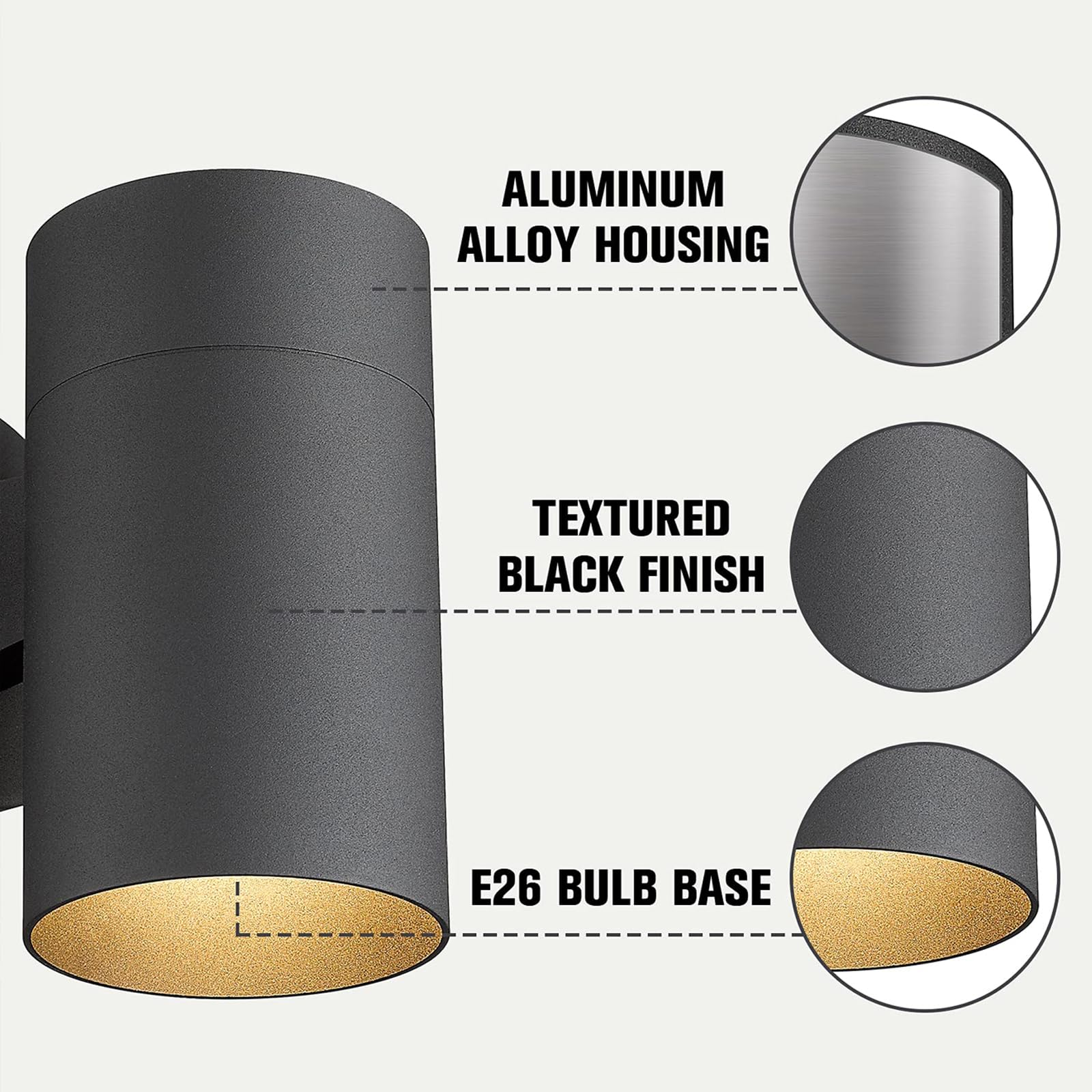 Ken & Ricky sconce with E26 bulb compatibility for versatile lighting options