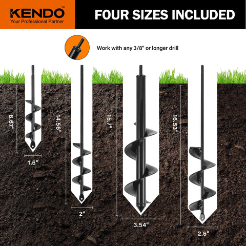 KENDO auger drill bit size 2.0x14.56 inches for precise transplanting