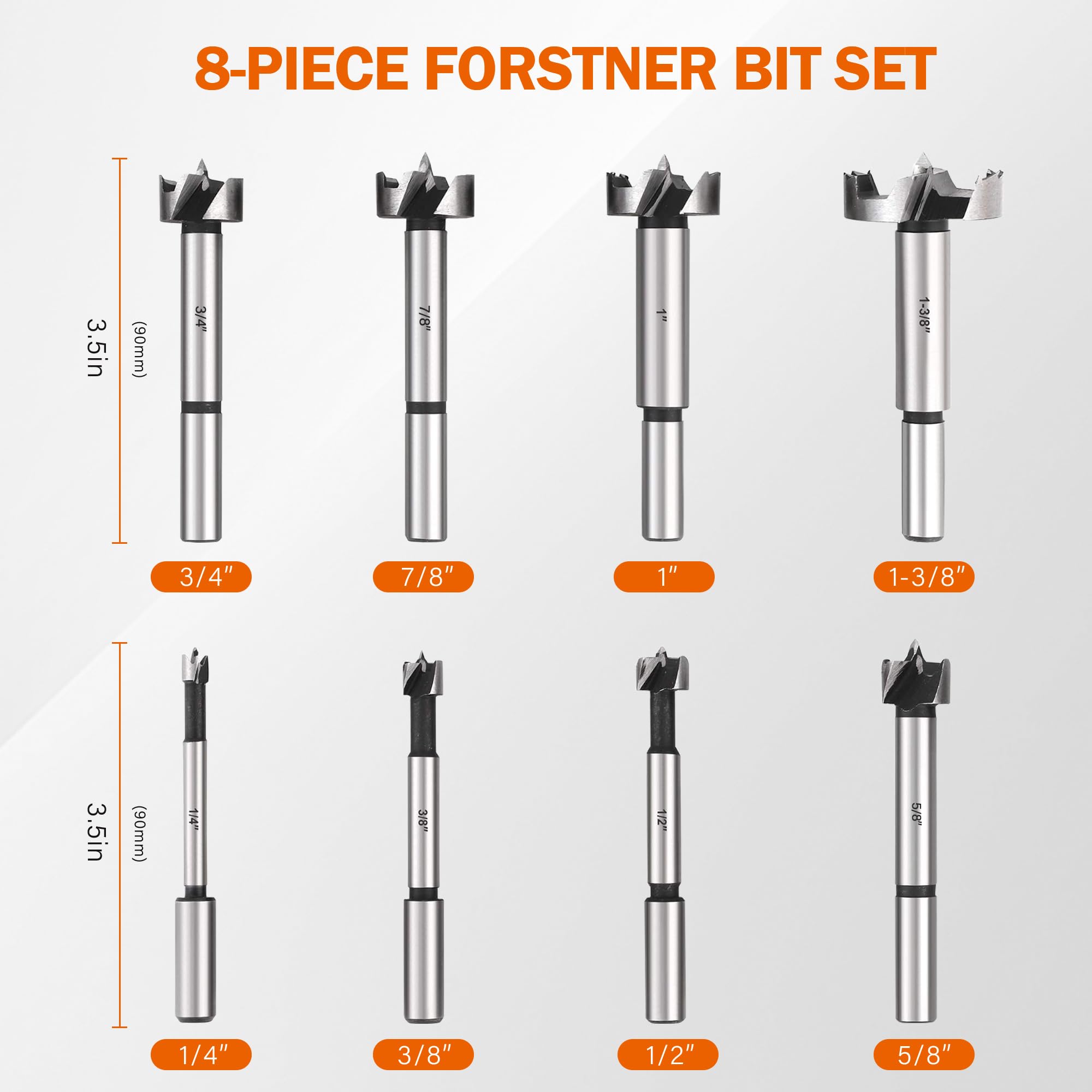 Kendo Forstner bits in heat-treated alloy steel provide durability.