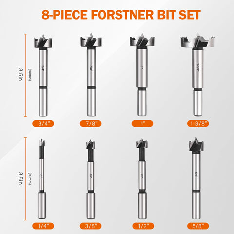 Kendo Forstner bits in heat-treated alloy steel provide durability.