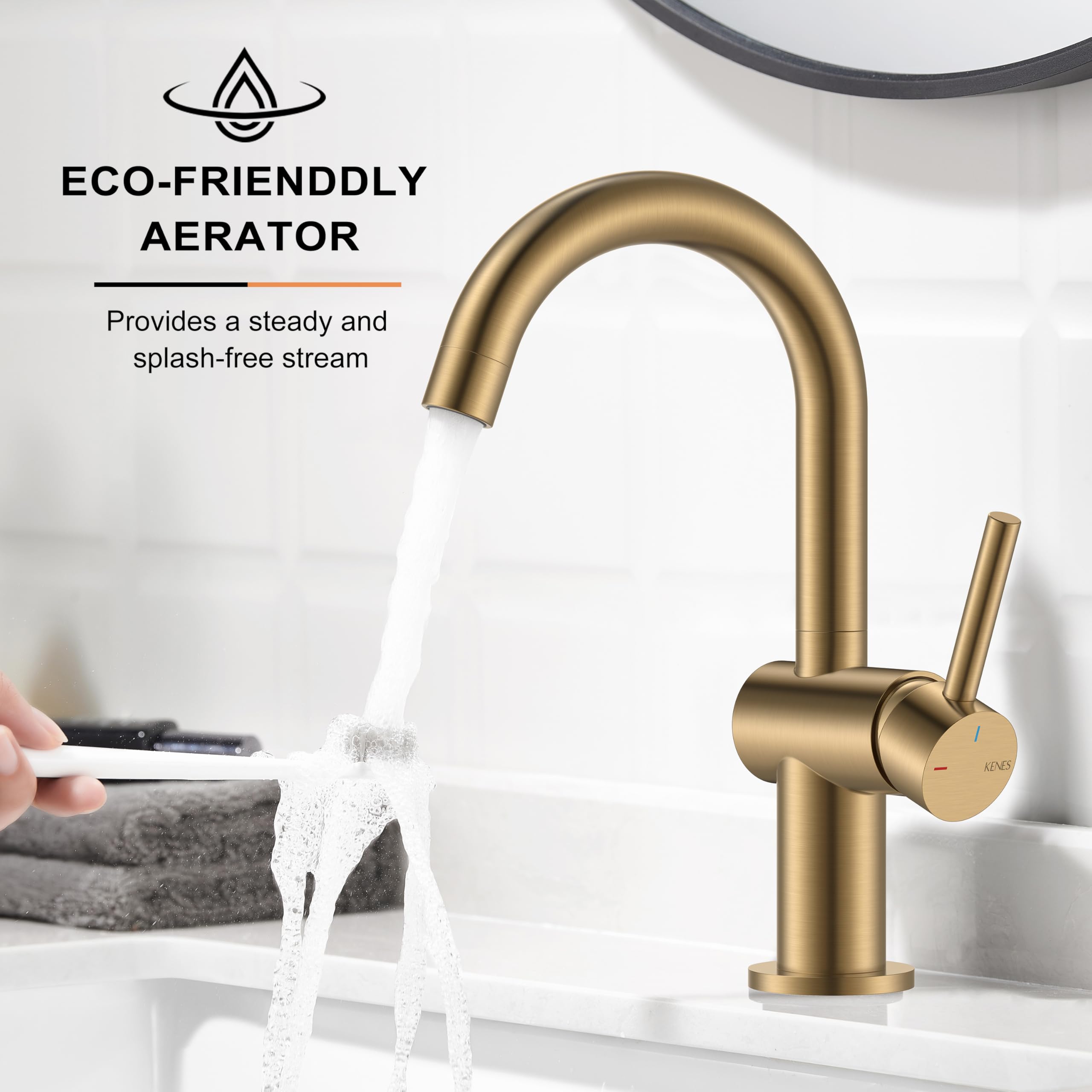 KENES 6-inch deck plate included for clean vanity installation.