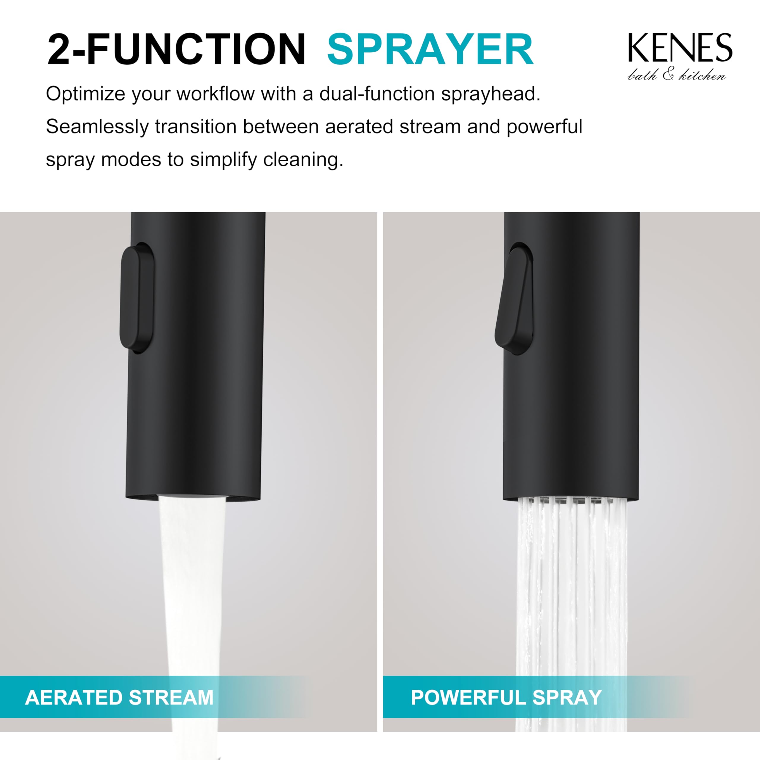 KENES pop-up drain included ensures tidy, reliable drain operation