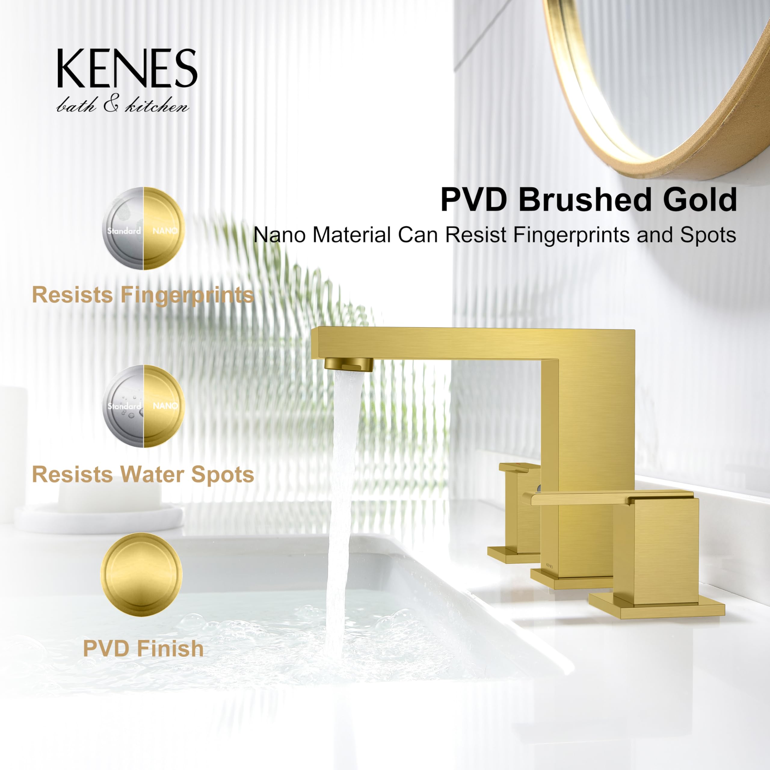 KENES 3-hole faucet fits standard widespread bathroom configurations