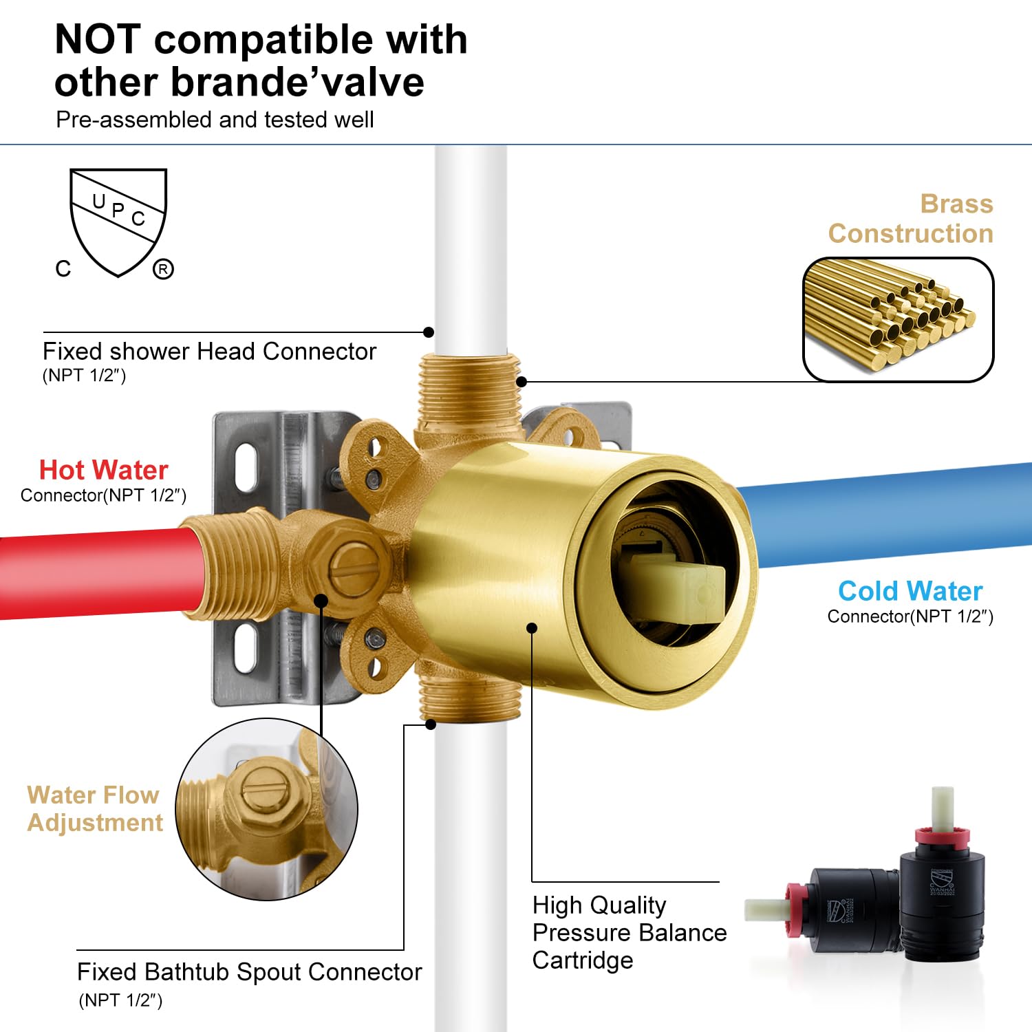 KENES wall-mounted faucet in brushed gold complements modern bathrooms.