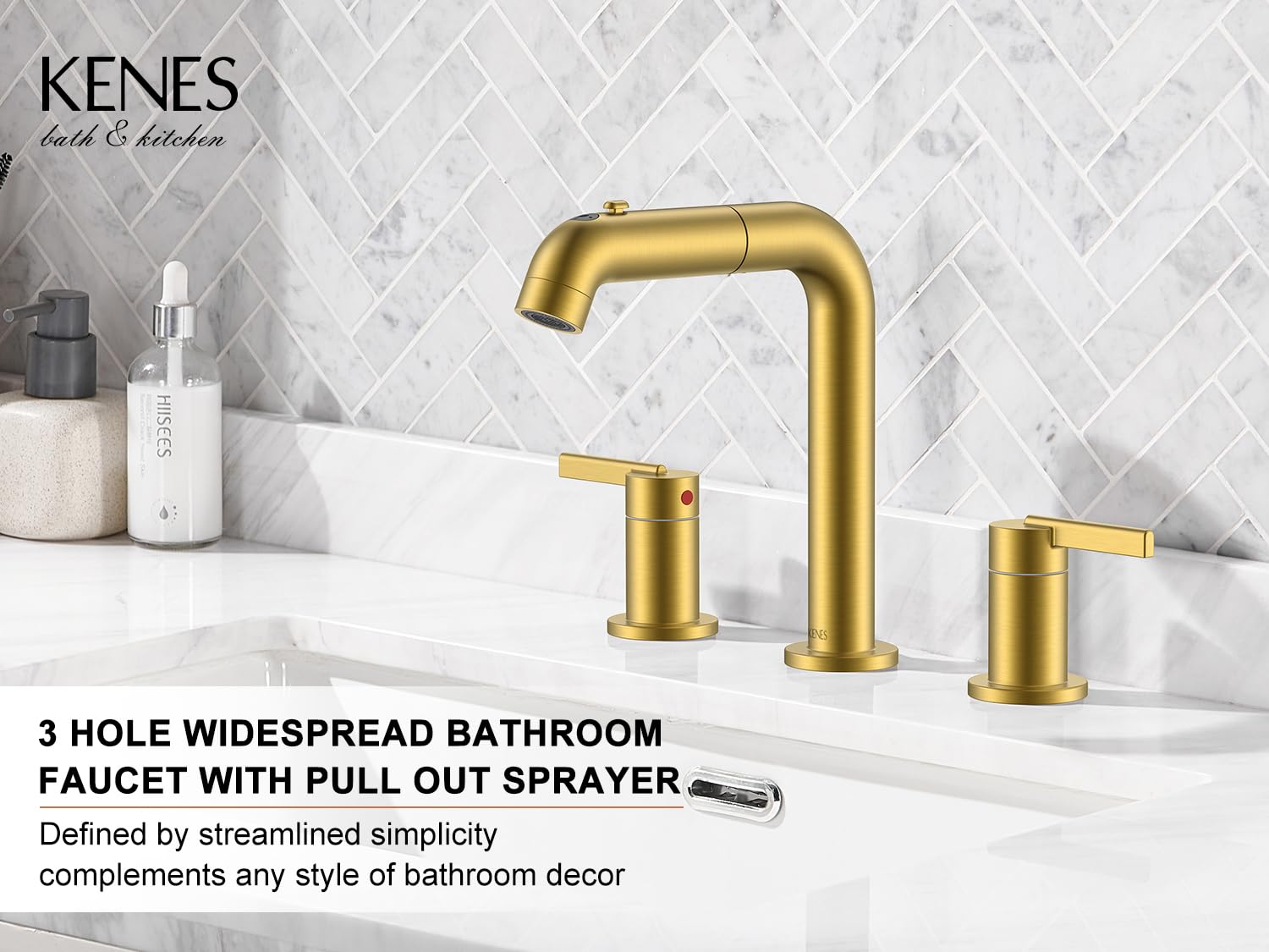 KENES two-handle design provides balanced temperature control in a bathroom