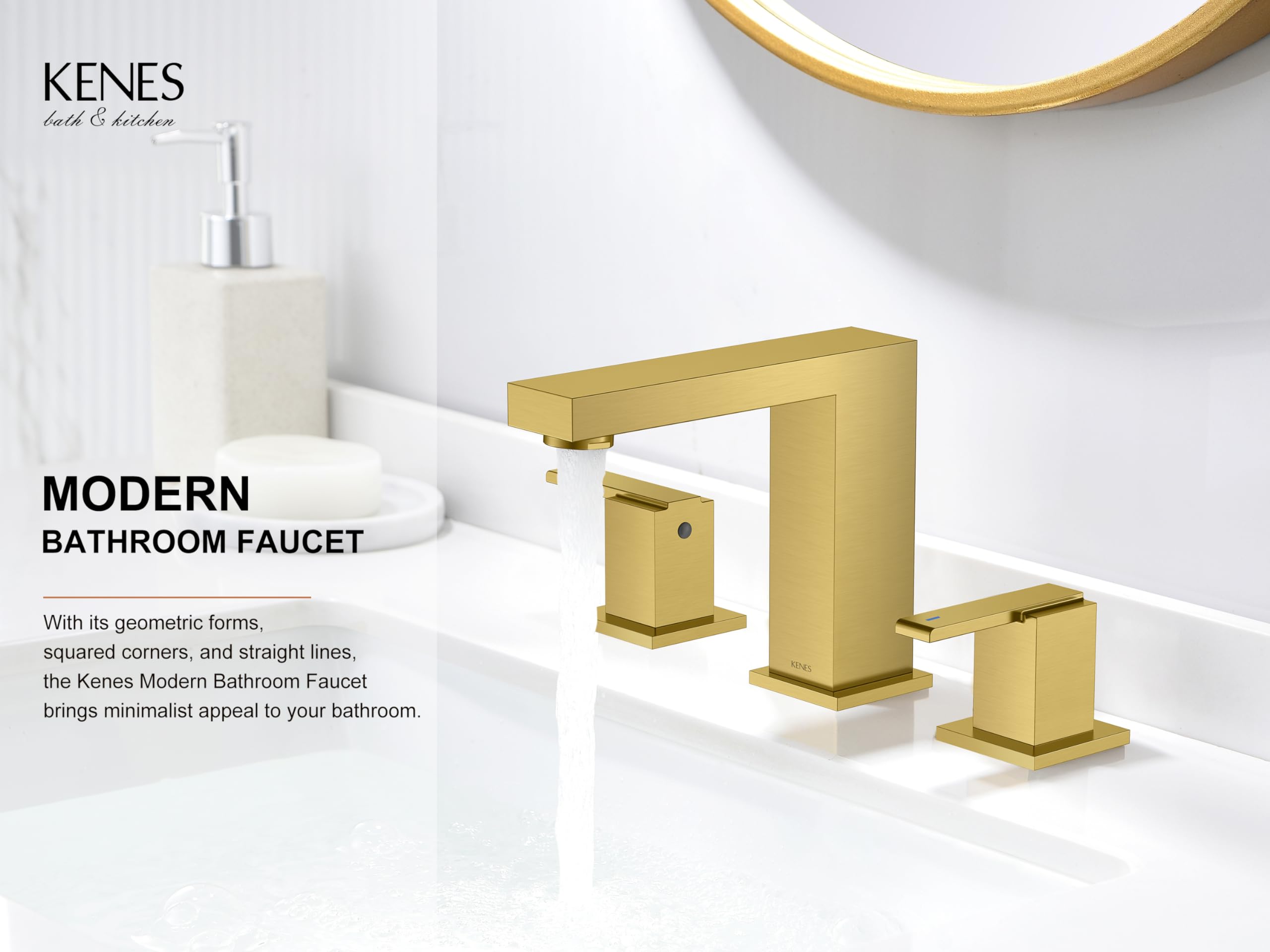 KENES two-handle setup with brushed gold finish for precise water control