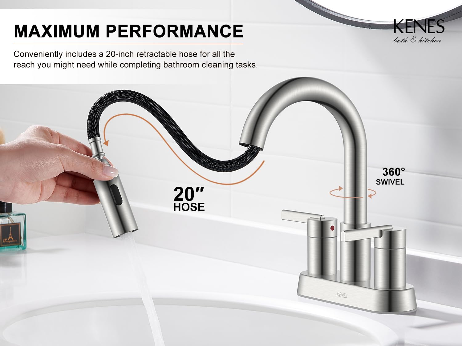 KENES LJ-9069 faucet hardware shows durable construction for daily bathroom use.