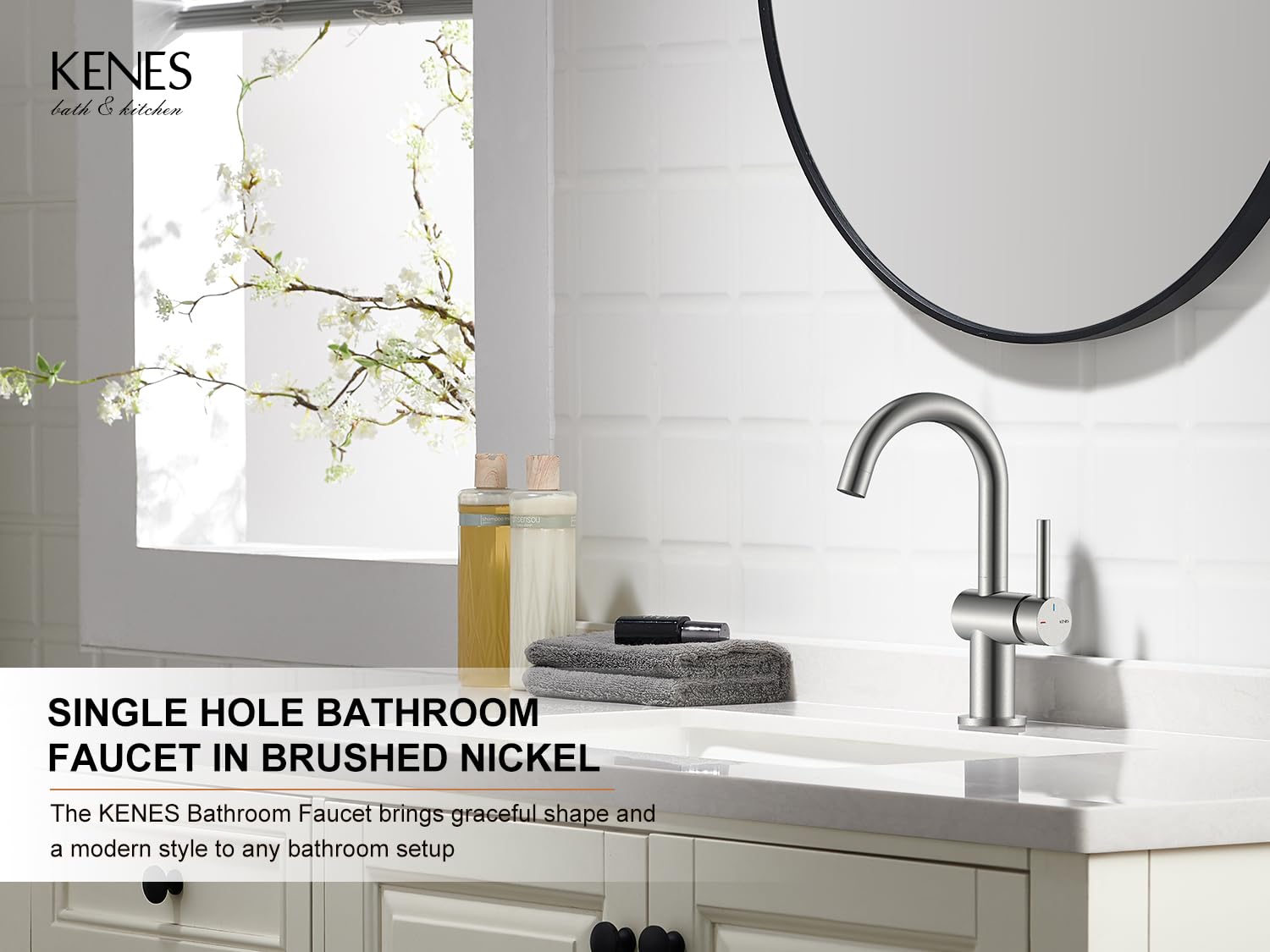 KENES KE-9005B faucet with rotating spout for flexible sink use