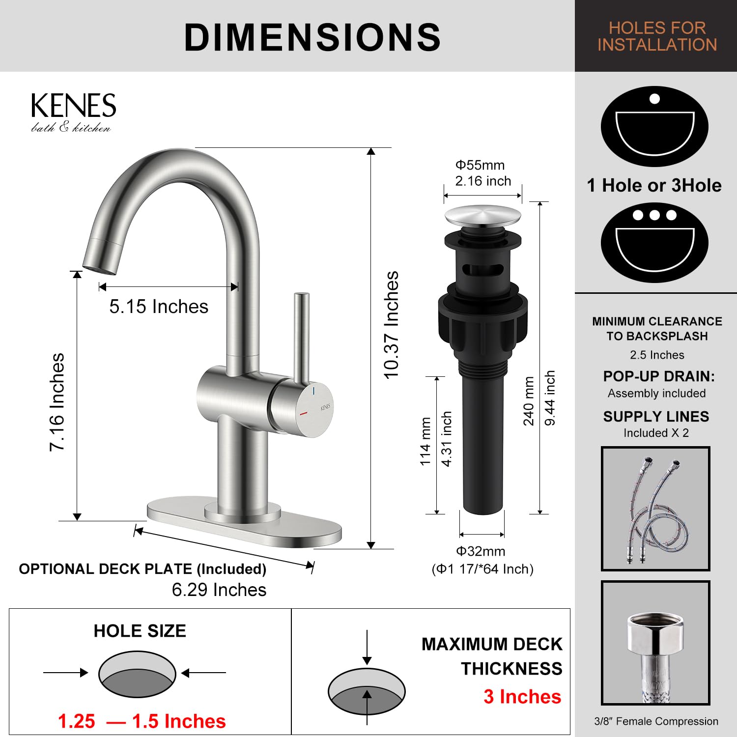 KENES KE-9005B aerated flow for gentle, efficient handwashing