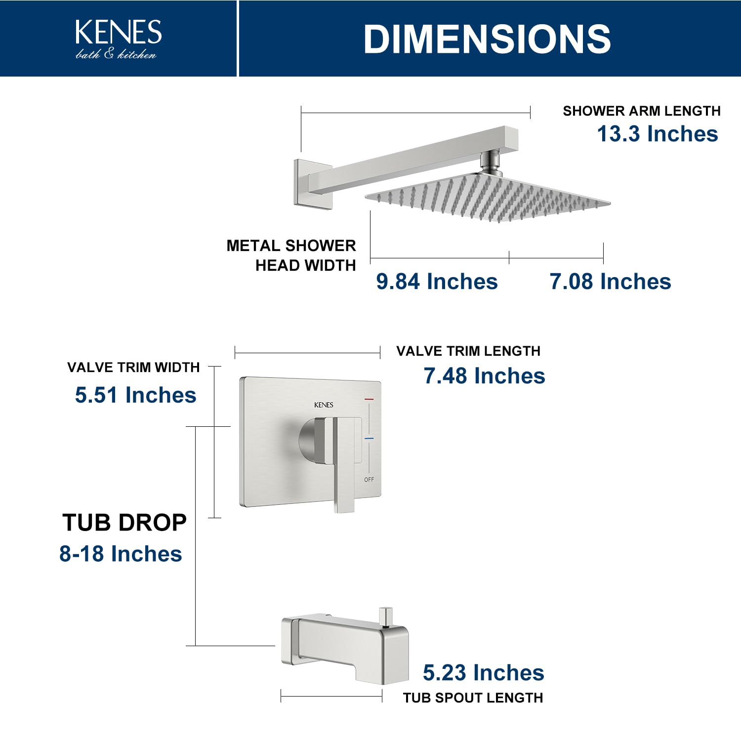 KENES brushed nickel finish detail showing durable, easy-care coating