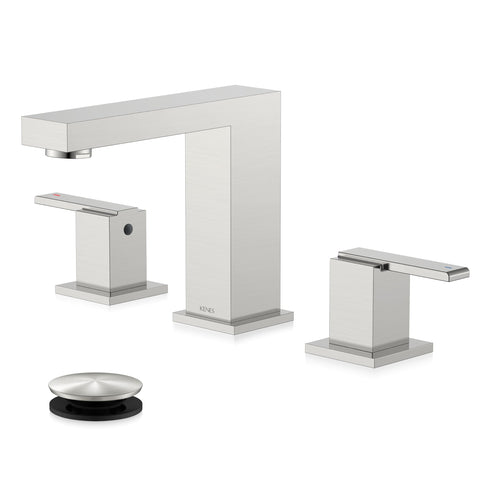 KENES brushed nickel widesprea​d faucet in 8-inch configuration, stylish and durable.