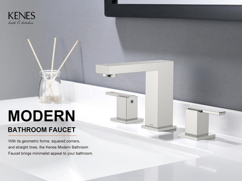 KENES two-handle bathroom faucet with 3-hole setup for easy install.