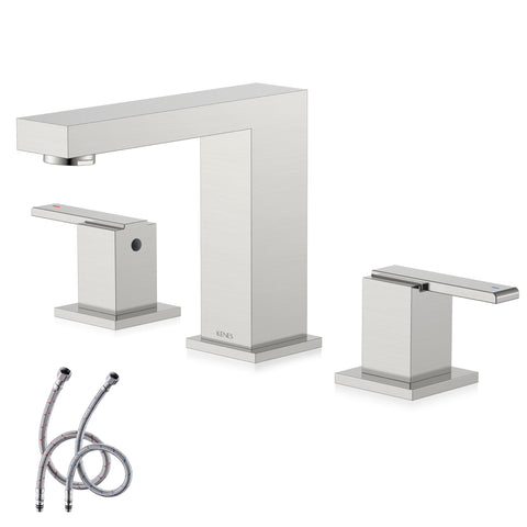 KENES KE-9050 front view in brushed nickel showing a timeless widespread faucet finish.