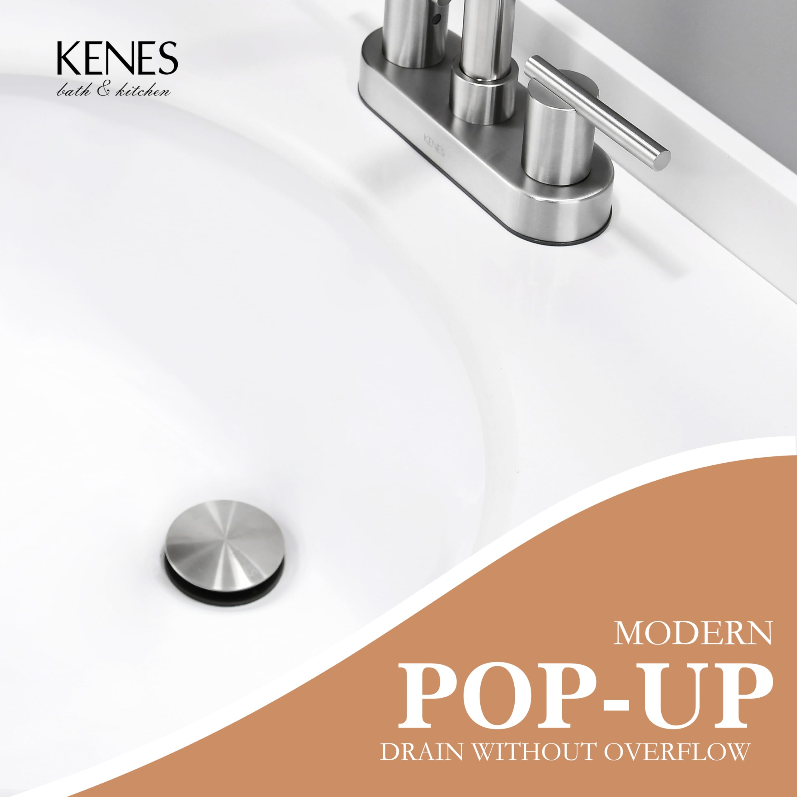 KENES KE-P300A brushed nickel finish enhances sink area aesthetics and durability