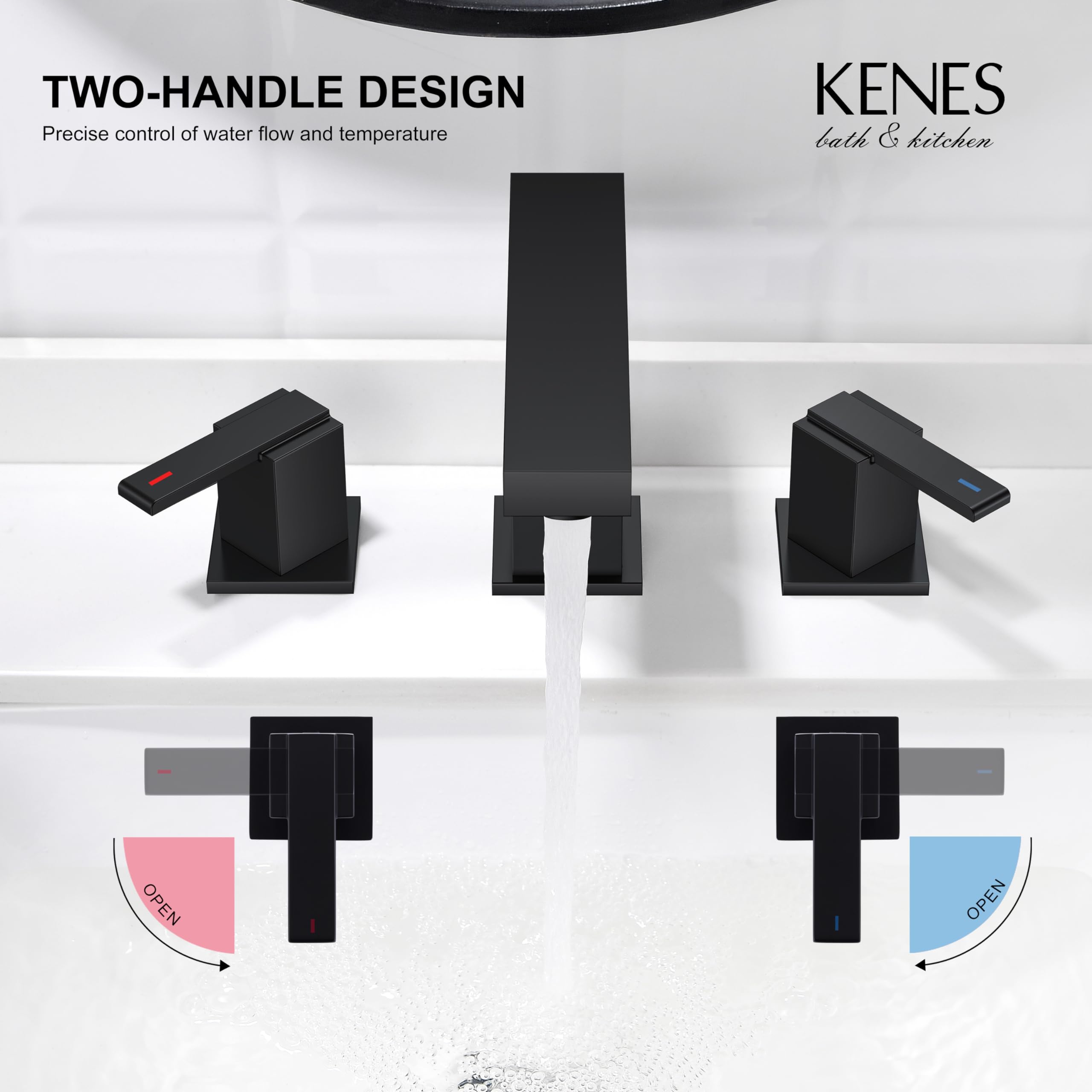 KENES KE-9050-2-P pop-up drain assembly included for quick vanity installation.
