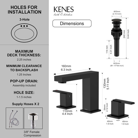 KENES KE-9050-2-P included supply lines made of stainless steel for durability.