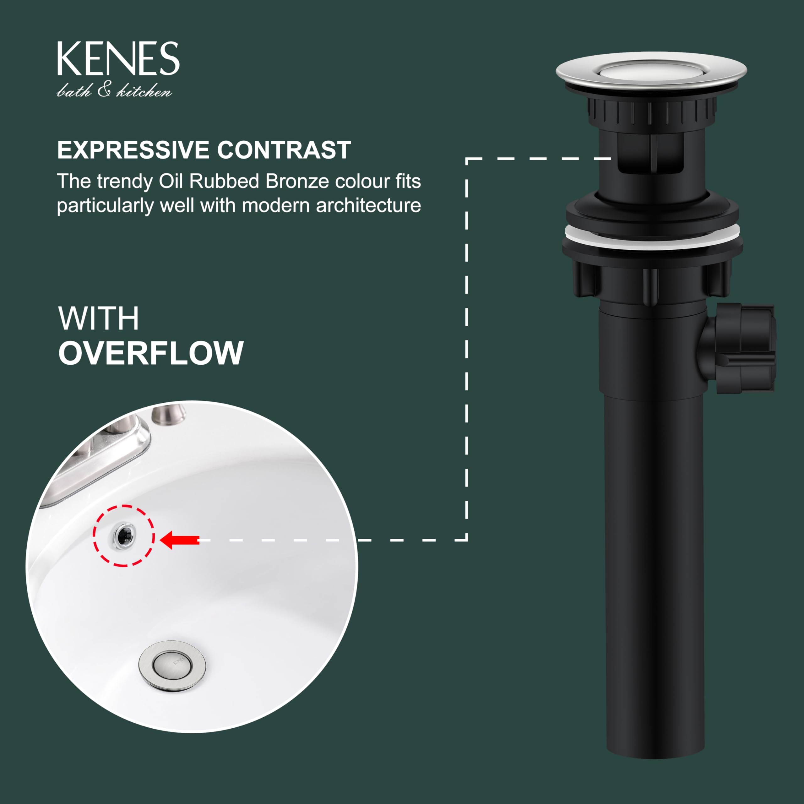KENES LJ-P701 overflow-feature helps manage water and prevent splashes.