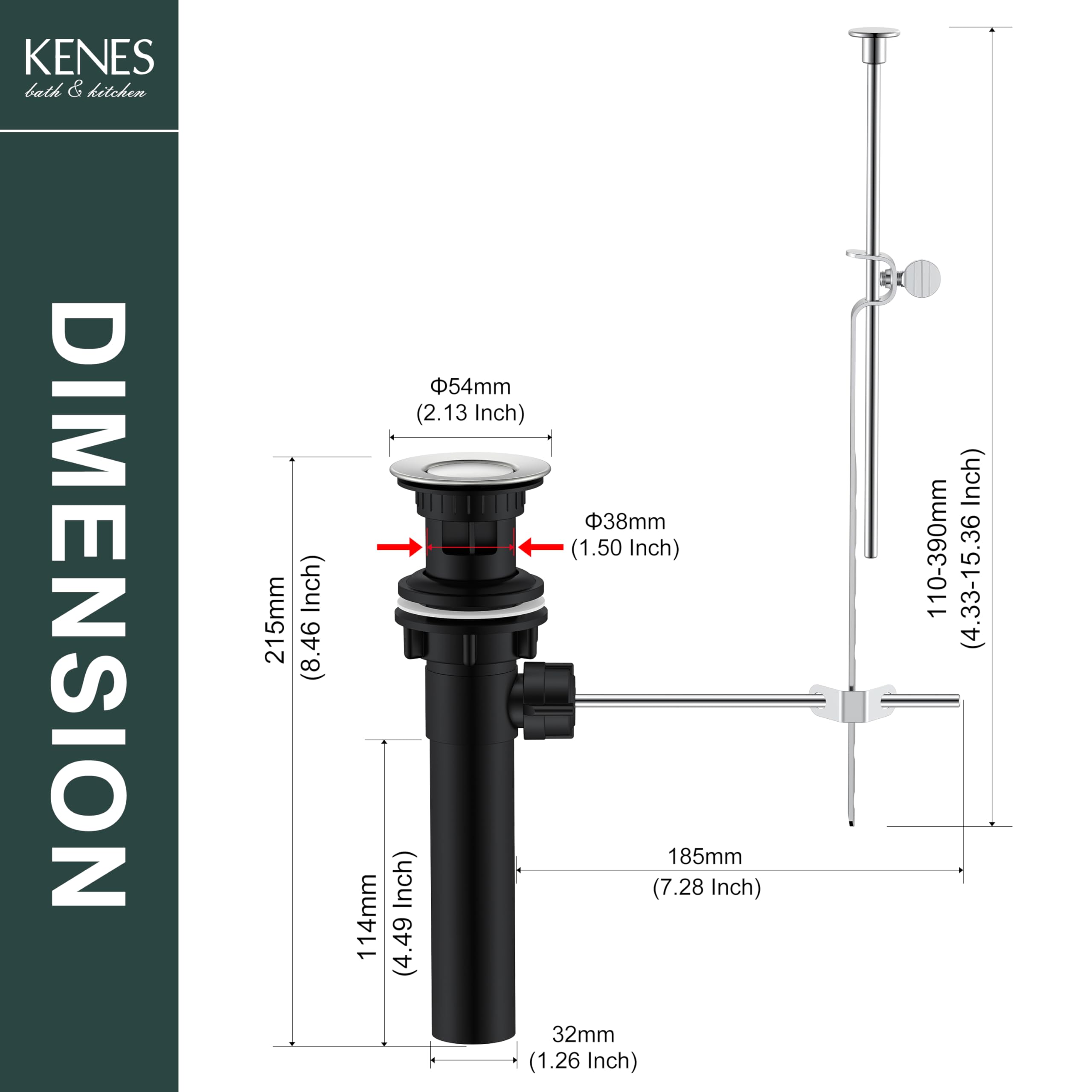 KENES LJ-P701 universal-size-fit fits common 1-1/2 and 1-3/4 inch holes.