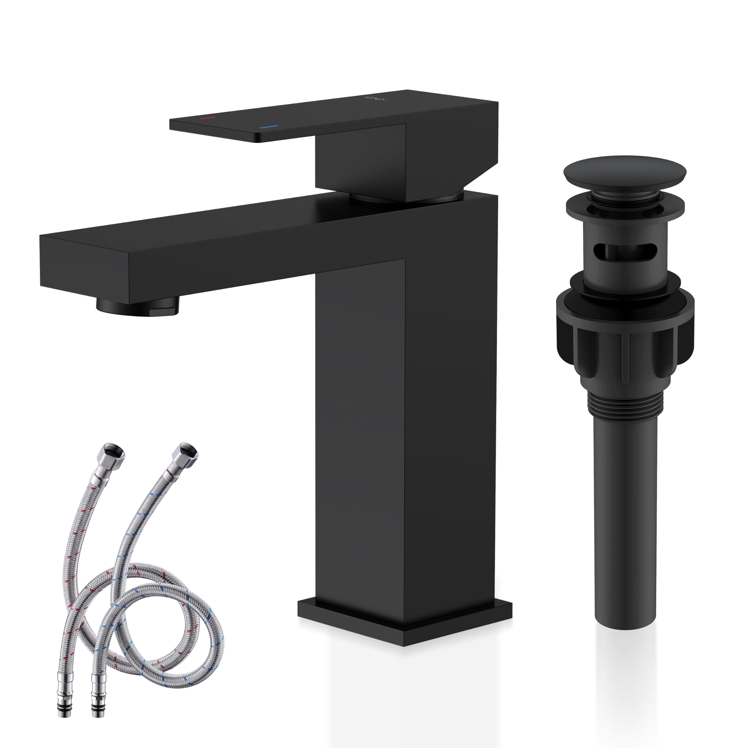 KENES LJ-9031-2 matte black faucet front view, fingerprint resistant and stylish