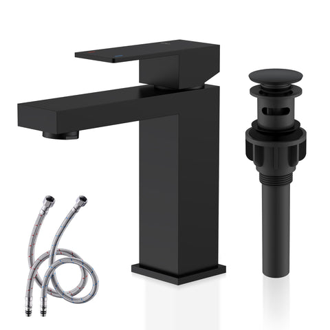KENES LJ-9031-2 matte black faucet front view, fingerprint resistant and stylish