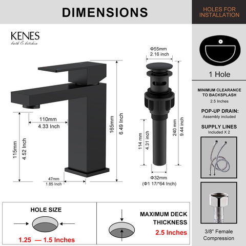 KENES LJ-9031-2 matte black side view, modern bathroom upgrade