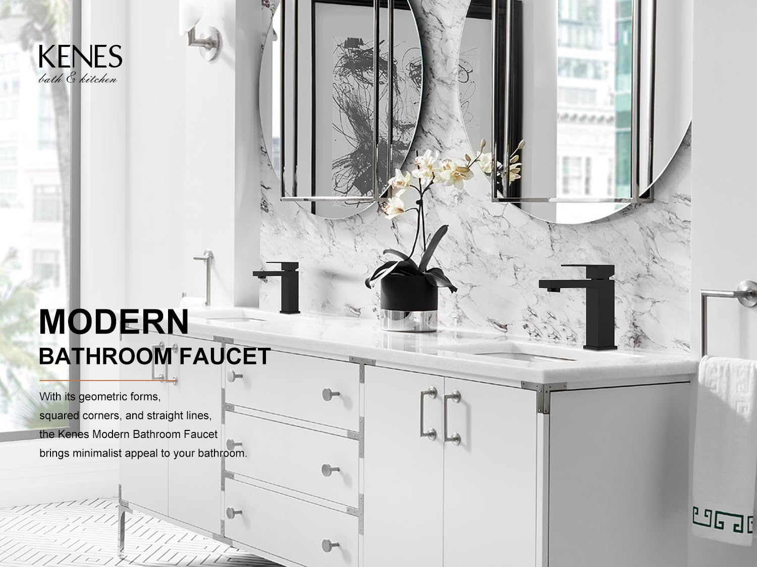 KENES LJ-9031-2 pop-up drain assembly, simple bathroom setup