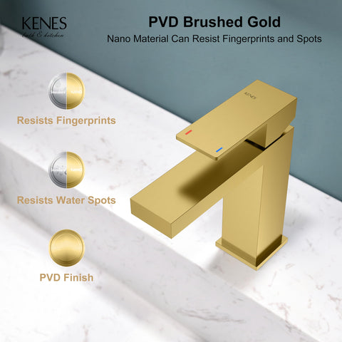KENES LJ-9031-4 brushed-gold-finish-closeup showcases warm tone that elevates bathroom style.